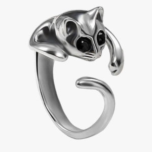 Silver Plated Cat Ring