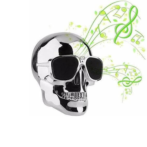 Skull Bluetooth Speaker Wireless Mini Portable Metallic