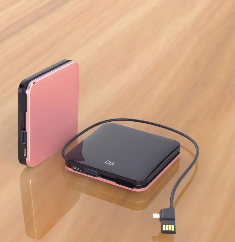 Smaller Than Tiny 8000Mah Wireless Wired Power Bank With Cross Device Cable