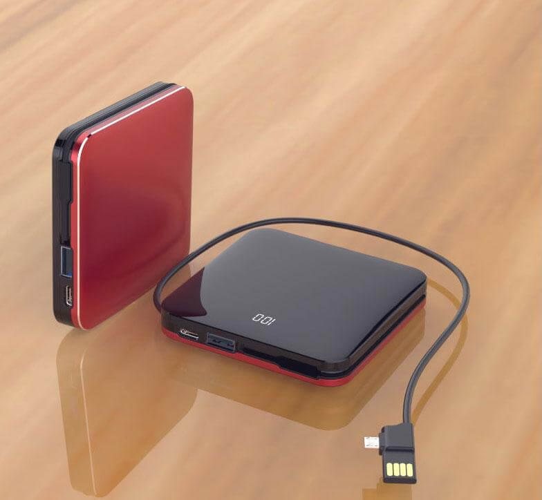 Smaller Than Tiny 8000Mah Wireless Wired Power Bank With Cross Device Cable
