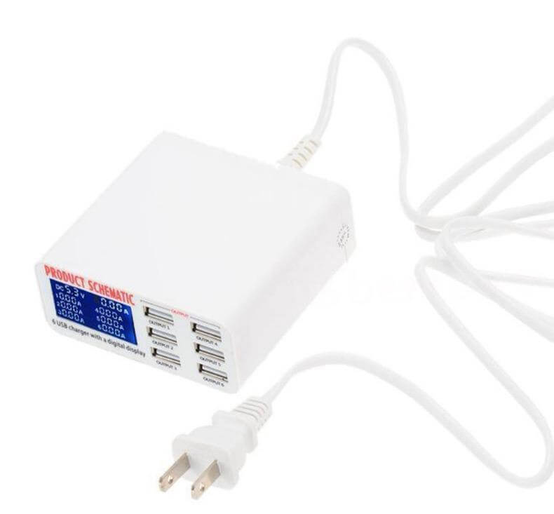 Smart 6 Port Usb Charge Station With Digital Display Charge Safer And Faster