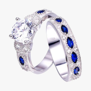 Solid Sapphire Crystal Ring Set