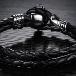 Stainless Steel Men Bracelet Pu Leather Black Cross Bracelets