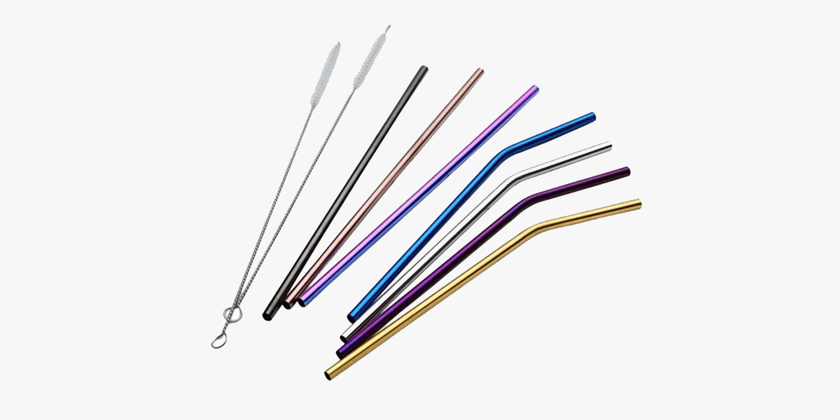 Stainless Steel Straight Or Bent Straws 4 Or 8 Pack