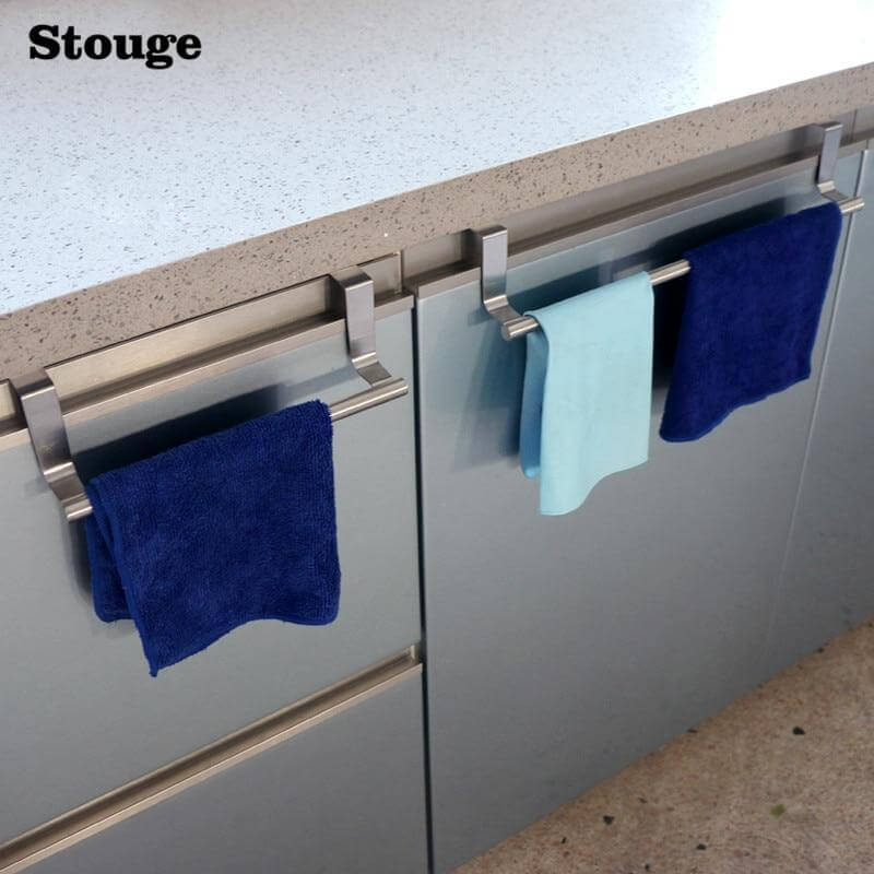 Stouge 1Pc Stainless Steel Bathroom Towel Stand Rack Kitchen Cupboard Hanger Cabinet Door Chest Hanging Sundries Storage Shelf