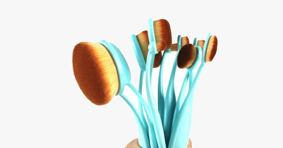Ten Piece Oval Brush Set In Baby Blue Get The Flawless Look
