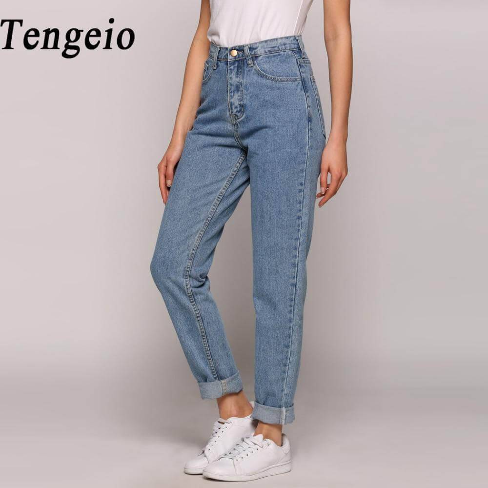 Tengeio High Waist Boyfriend Jeans