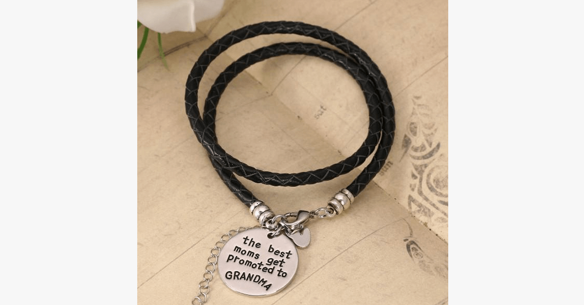 The Best Moms Get Promoted To Grandma Handstamped Bracelet