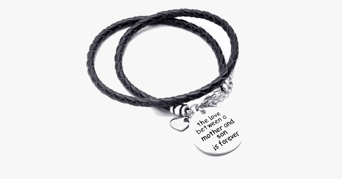 The Love Between A Mother And Son Is Forever Hand Stamped Bracelet To Celebrate The Mother Son Love Made Of Vegan Leather And Zinc Alloy Charms