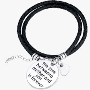The Love Between A Mother And Son Is Forever Hand Stamped Bracelet To Celebrate The Mother Son Love Made Of Vegan Leather And Zinc Alloy Charms