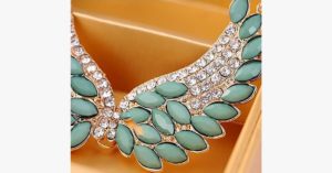 Turquoise Beads Angel Wing Statement Bracelet