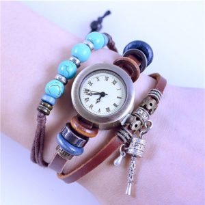 Turquoise Beads Leather Watch
