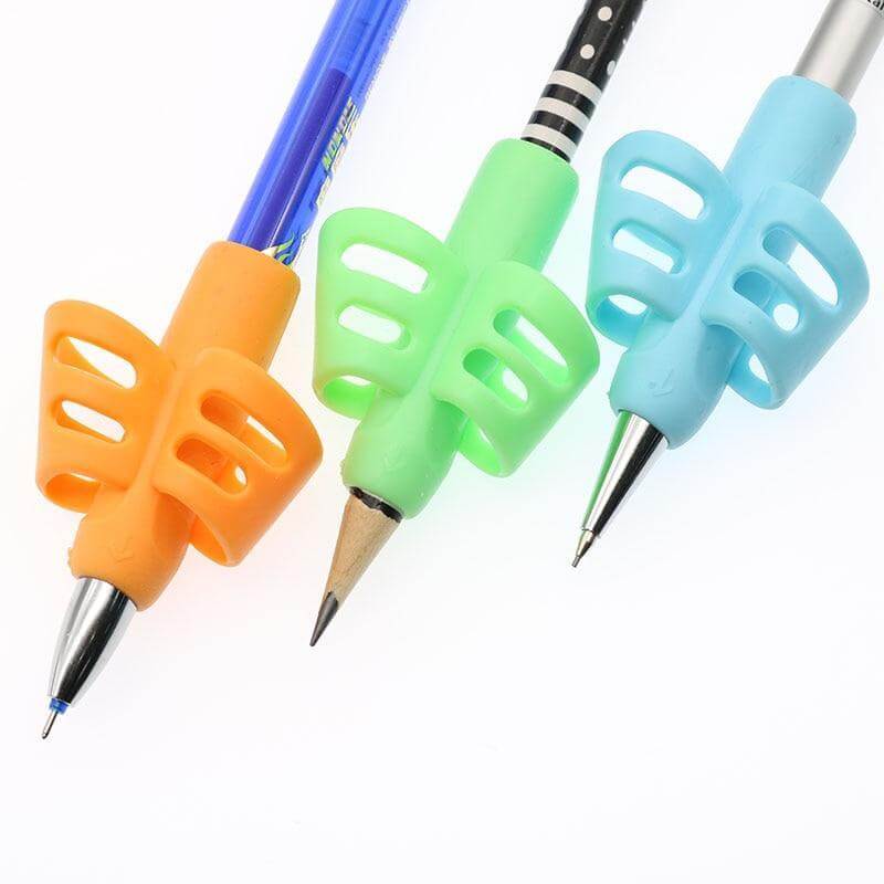 Two Finger Pen Holder Silicone Baby Learning Writing Tool Correction Device Pencil Set Stationery 3 Piece Set Gift 2 Piece Fish