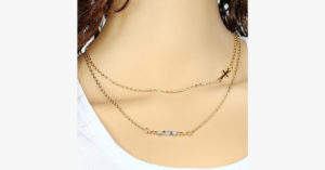 Two Layer Crystal Cross Necklace