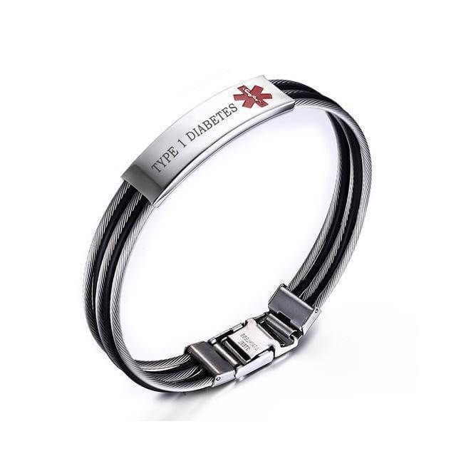 Type 2 Diabetes Medical Alert Id Bracelet For Men Love Remind Jewelry Epilepsy Custom Engraved