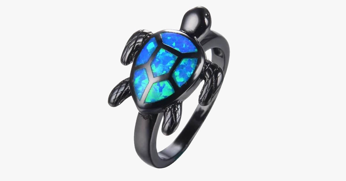 Unique Turtle Blue Ring