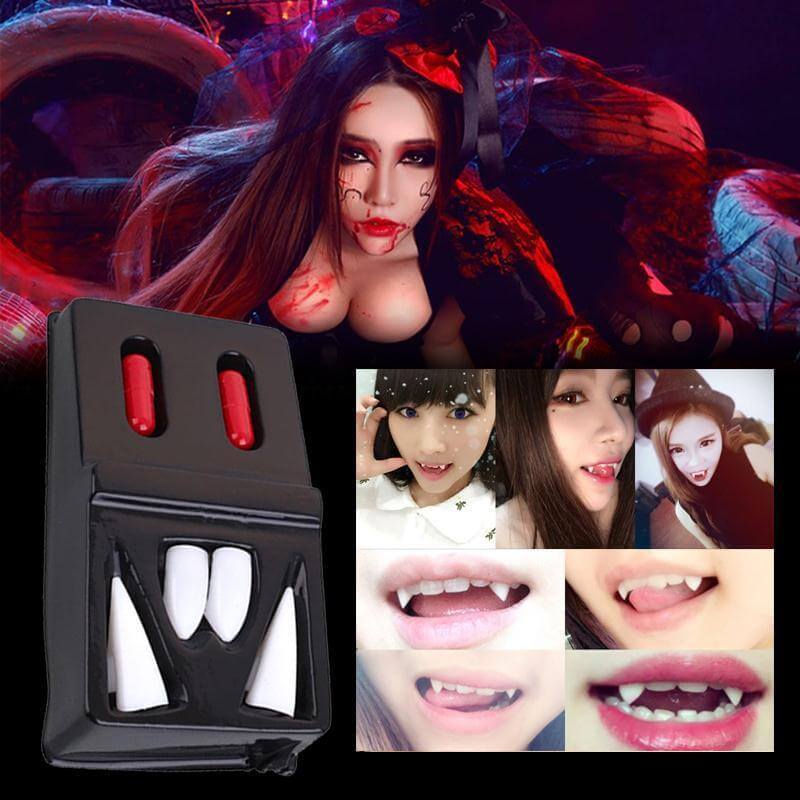Vampire Teeth Fangs Blood Capsules Halloween Dracula Teeth