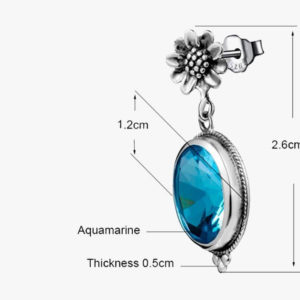 Vintage Aquamarine Flower Earring