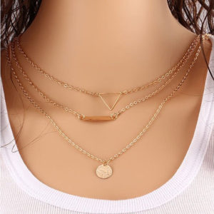 Vintage Hollow Out Triangle Layer Necklace