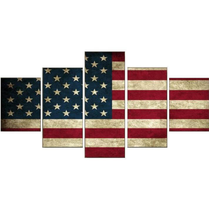 Wall Canvas American Flag 5 Piece Painting Wall Art Large