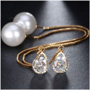 Water Drop Austrian Crystal Long Earrings