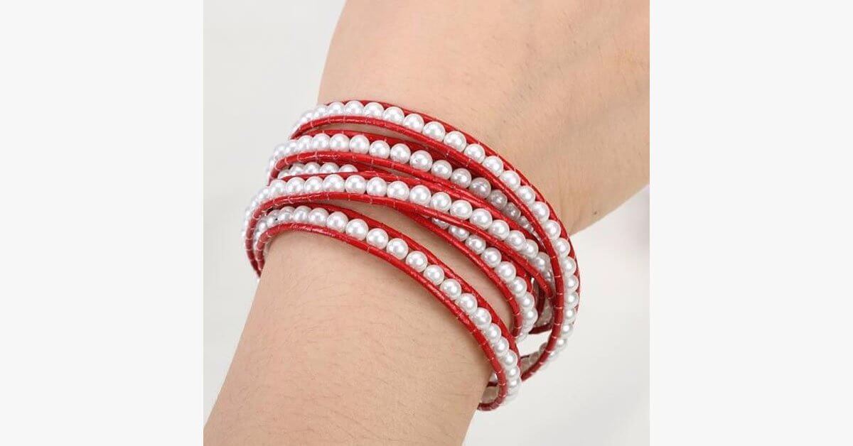 White Pearl On Red Leather