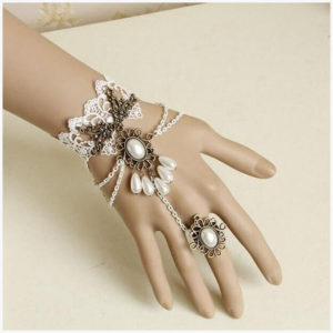 White Pearl Ring To Wrist Bracelet