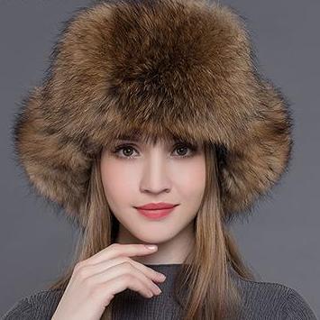 Women Natural Raccoon Fox Fur Hat