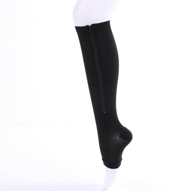 Women Zipper Compression Socks Open Toe Zip Leg Support Pain Relief