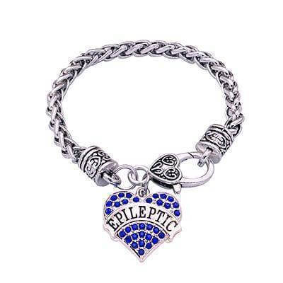 Womens Epileptic Medic Alert Bracelet Crystal Heart