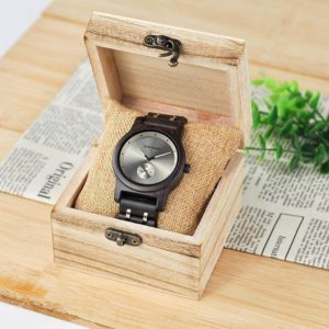 Wood And Metal Strap Watch Quartz Watch In Wood Box