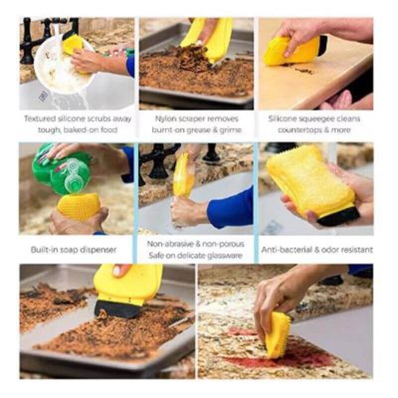Wowcc Magic 3 In 1 Silicone Sponge Clean Brush Dish Washing Eco Friendly Scrubber Cleaning For Multipurpose Kitchen