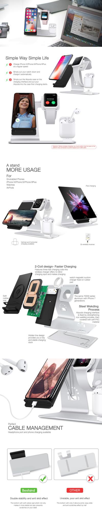 Gagitech 3 in 1 Wireless Apple Charging Station