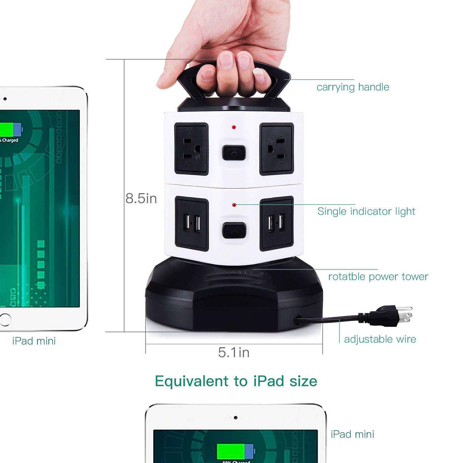 USB Power Strip Protector Electric Charge Station Plugs Socket 4 USB Slot Extension Cord