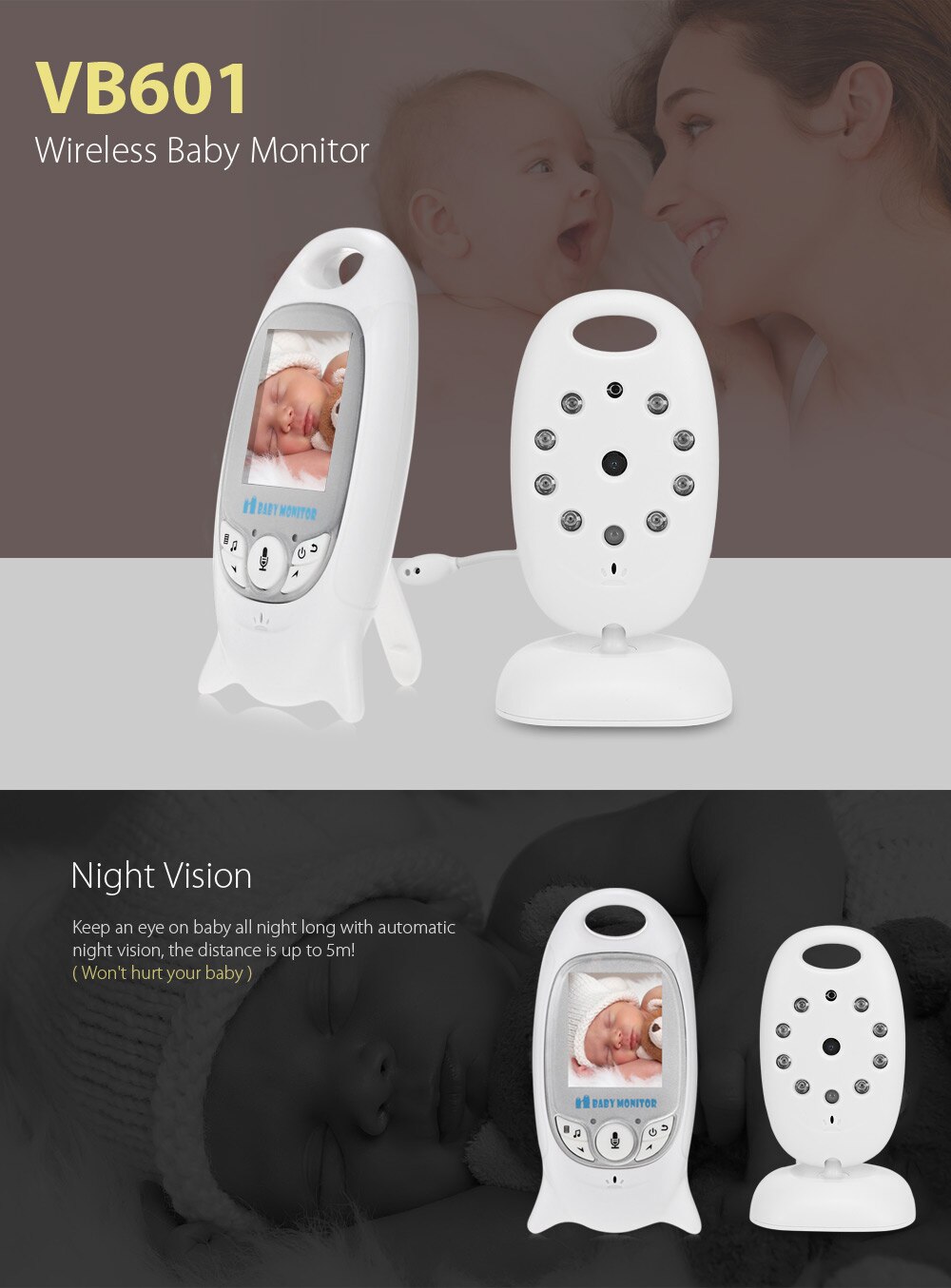 Wireless Video Radio Babysitter Digital Baby Sleep Monitor