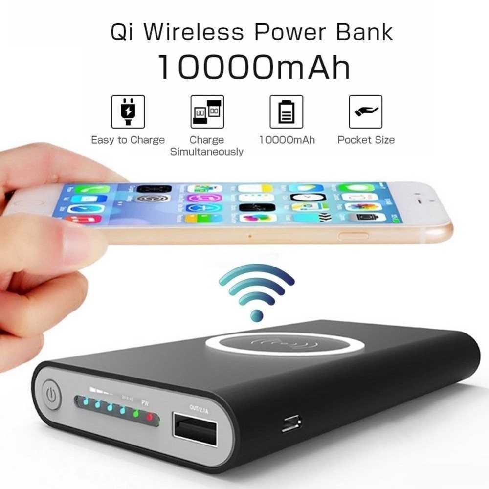 Qi Wireless Charger – 10000mAh Universal Portable Power Bank For iPhone & Android
