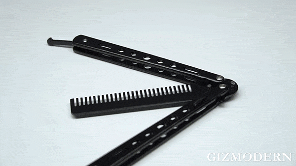 Stainless Steel Butterfly Knife Comb, Also An Outdoor Camping Practice Comb & Knife Without Blades
