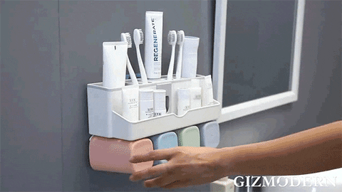 Your Morning Starts Here : Washroom Organizer With Automatic Toothpaste Dispenser