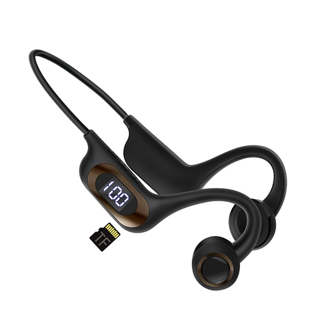 AKZ Bluetooth Bone Conduction Headset with TF card, LED Display,30H Battery Life