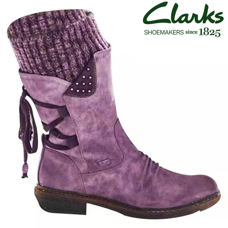 Clarks women's winter low barrel orthotic bow support wool warm boots