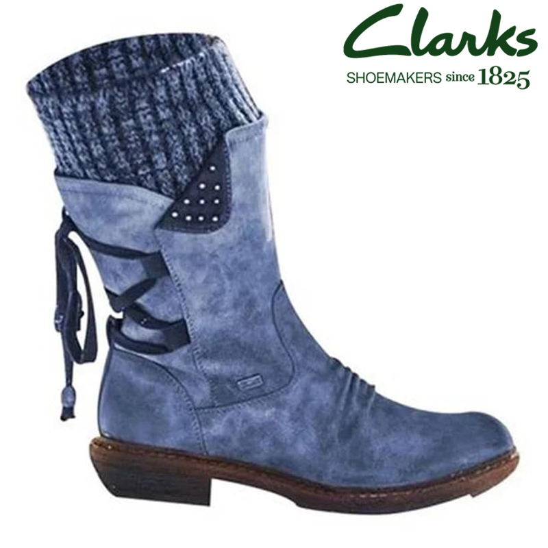 Clarks women's winter low barrel orthotic bow support wool warm boots