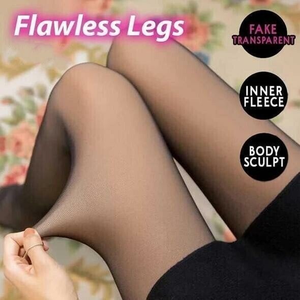 Last Day 49% OFF-Flawless Legs Fake Translucent Warm Plush Lined Elastic Tights