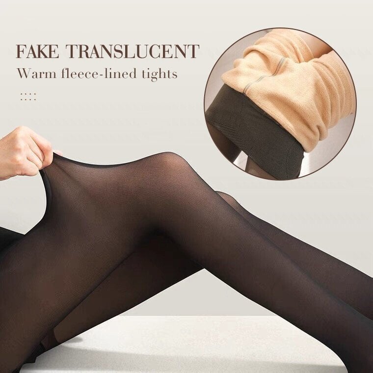 Last Day 49% OFF-Flawless Legs Fake Translucent Warm Plush Lined Elastic Tights