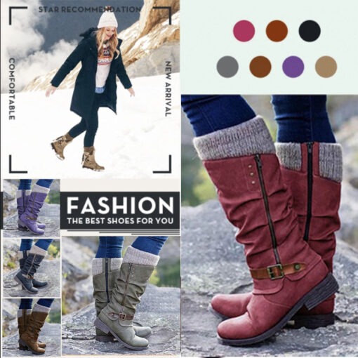 ONLY TODAY - Women’s Leather Flat Heel Mid-Calf Zipper Boots