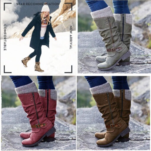 ONLY TODAY - Women’s Leather Flat Heel Mid-Calf Zipper Boots