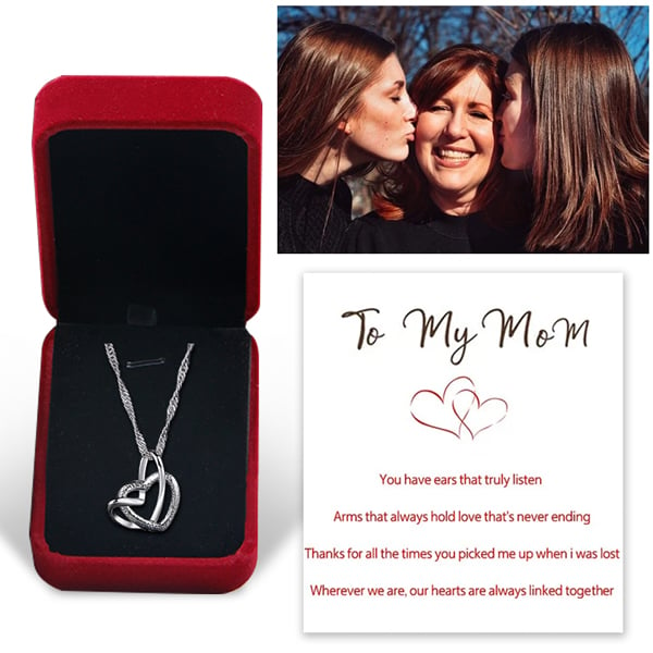 Last Day Promotion 70% OFF - Interlocking Heart Necklace - Mother & Daughter - Forever Linked Together