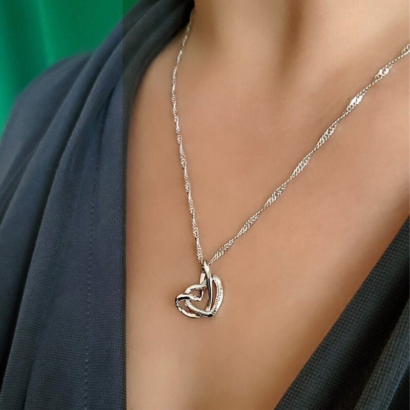 Last Day Promotion 70% OFF - Interlocking Heart Necklace - Mother & Daughter - Forever Linked Together