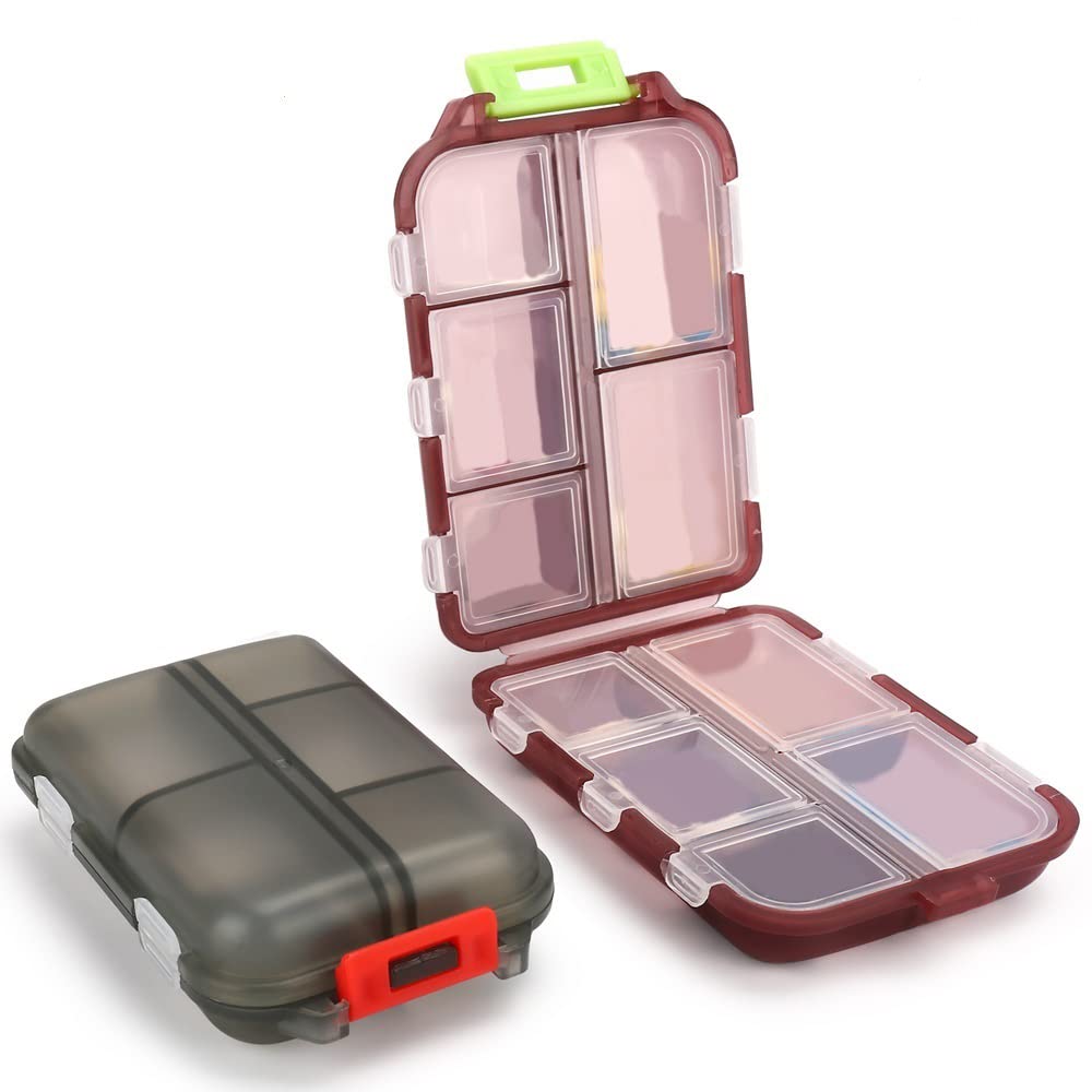Grid Pill Box - 10 Compartments Portable Pill Case Travel Pill Organizer