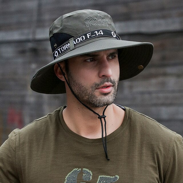 UPF 50+ Hats Men Sun Protector UV-proof Breathable Bucket Hat Large Wide Brim