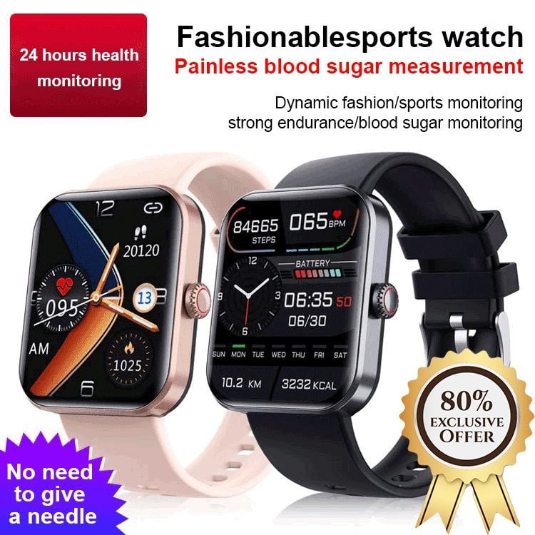 (All day monitoring of heart rate,blood sugar, and blood pressure) Bluetooth fashion smartwatch